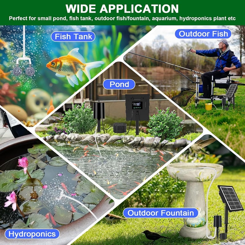 Srygery Upgraded Digital Display Solar Pond Aerator, 3 Working Modes(Low/Med/High) Solar Aerator for Outdoor Ponds with Timing Function, Solar Air Pump with Bubble Regulator for Small Ponds, Fish Tanks - Image 4